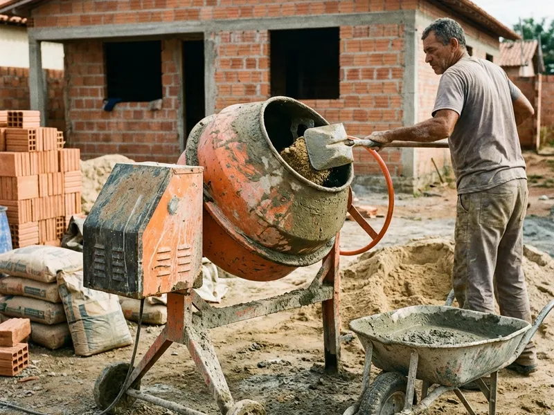 Betoneira 120 litros em obra residencial