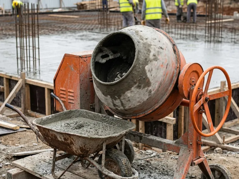 Betoneira 400 litros em canteiro de obras comercial