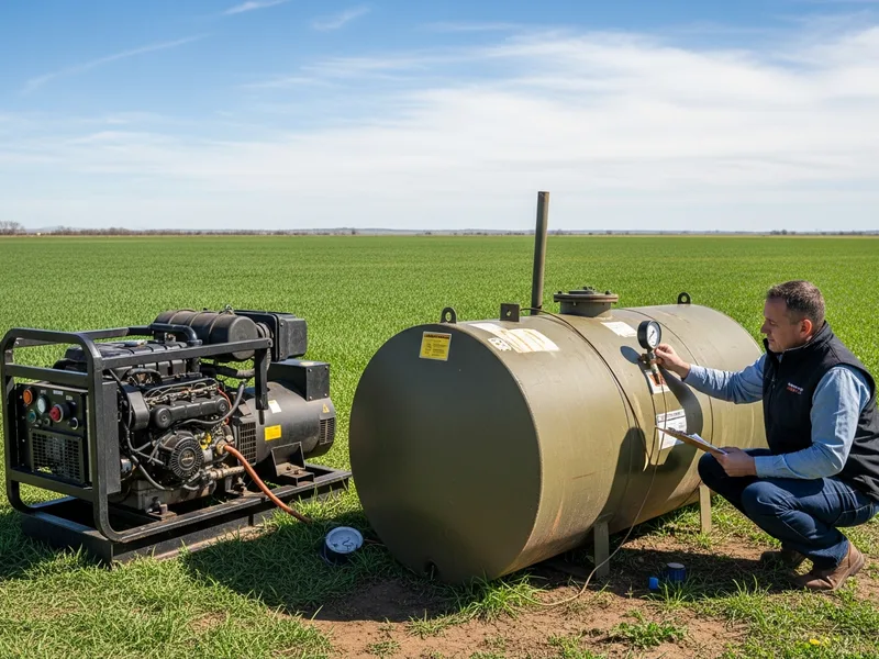 Grupo gerador acionando bomba de pivô central em fazenda do interior do Brasil
