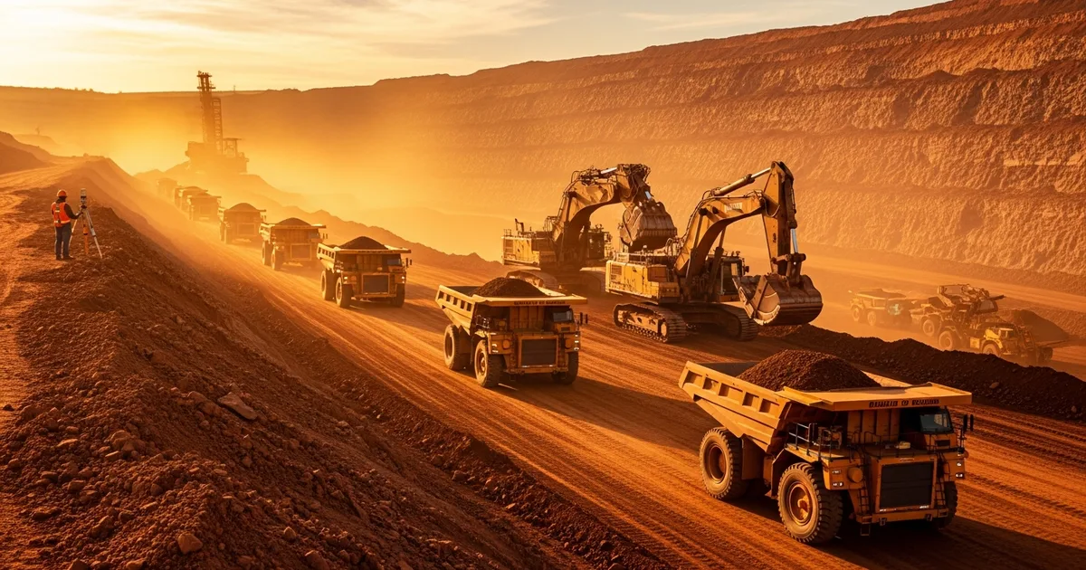 Caminhão de mineração de grande porte em operação em mina a céu aberto no Brasil