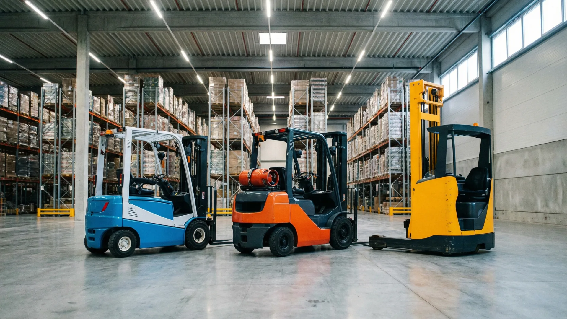 Frota de empilhadeiras elétricas, GLP e diesel disponíveis para locação pela TEG Rental